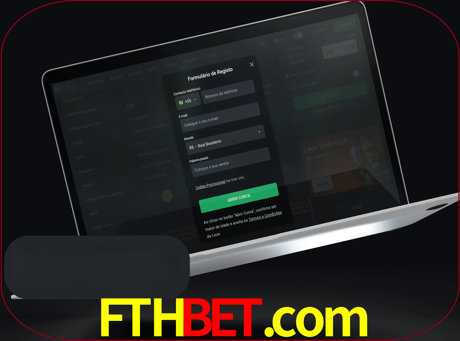 Abra o site da LeonBet e crie sua própria conta.