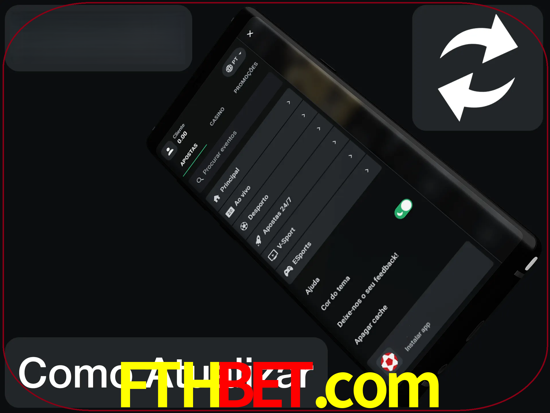 O aplicativo é atualizado automaticamente quando você faz o login.