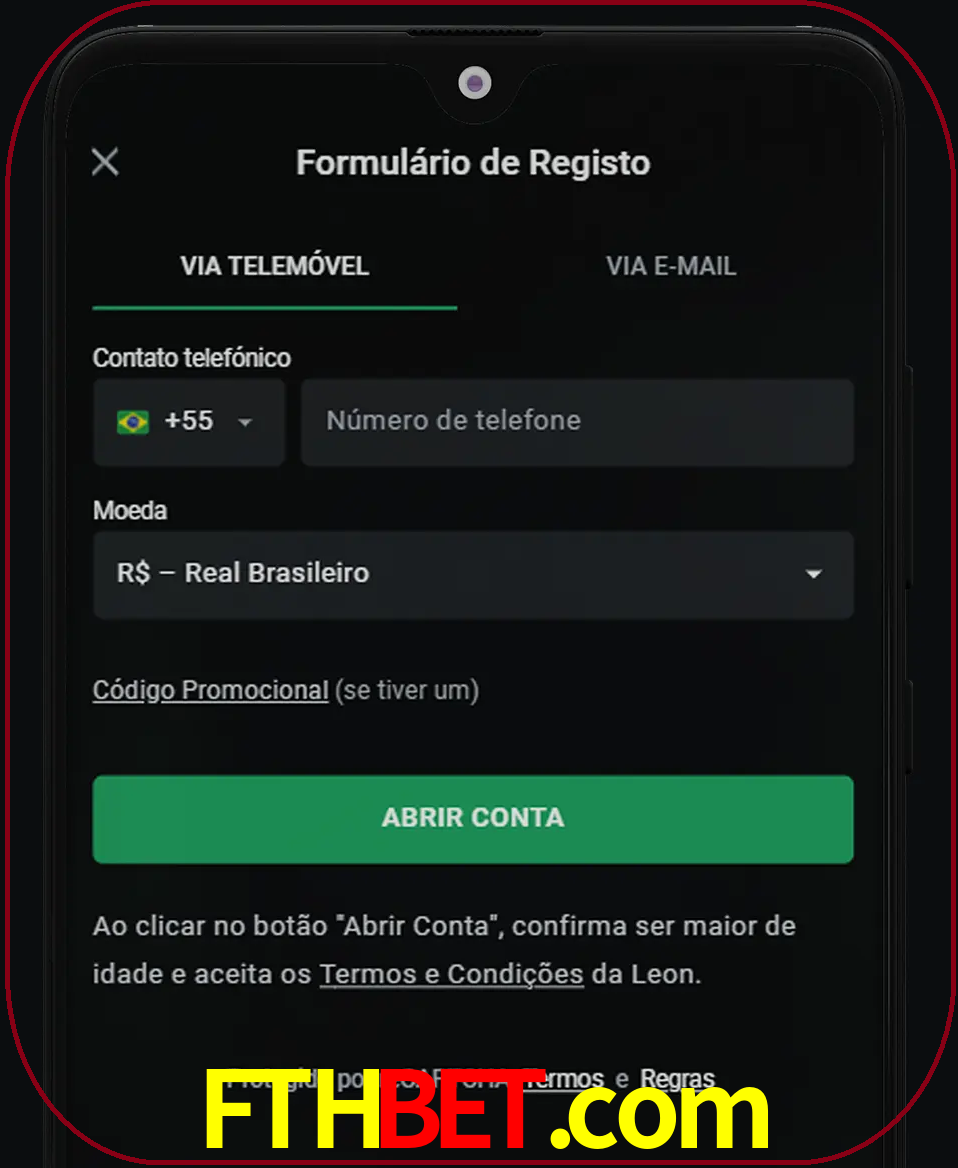 Abra o aplicativo e inicie o processo de registro.